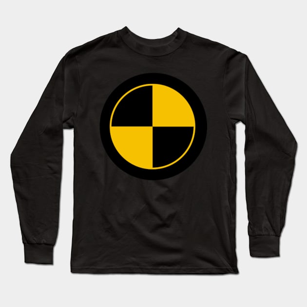 Crash Test Dummy (front and back) warning logo Long Sleeve T-Shirt by Rob Dimension